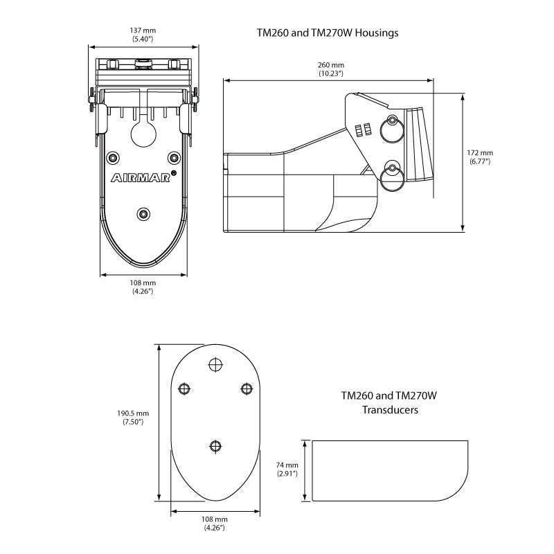 Airmar TM260 ekkoloddsvinger for hekk – bilde 3