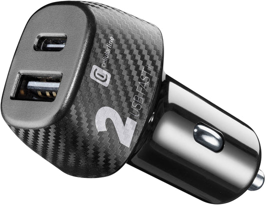 Cellularline USB-C & USB-A billader 12/24V 20W