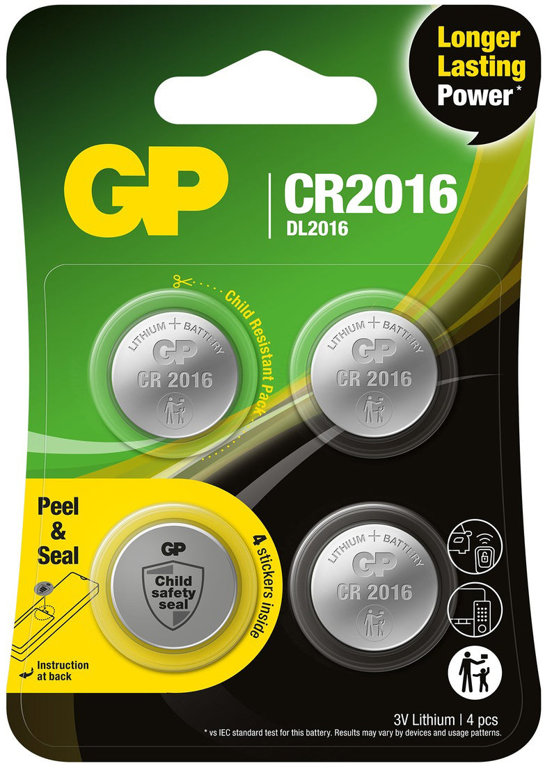 GP Lithium Cell batteri CR2016 4-pk 3V