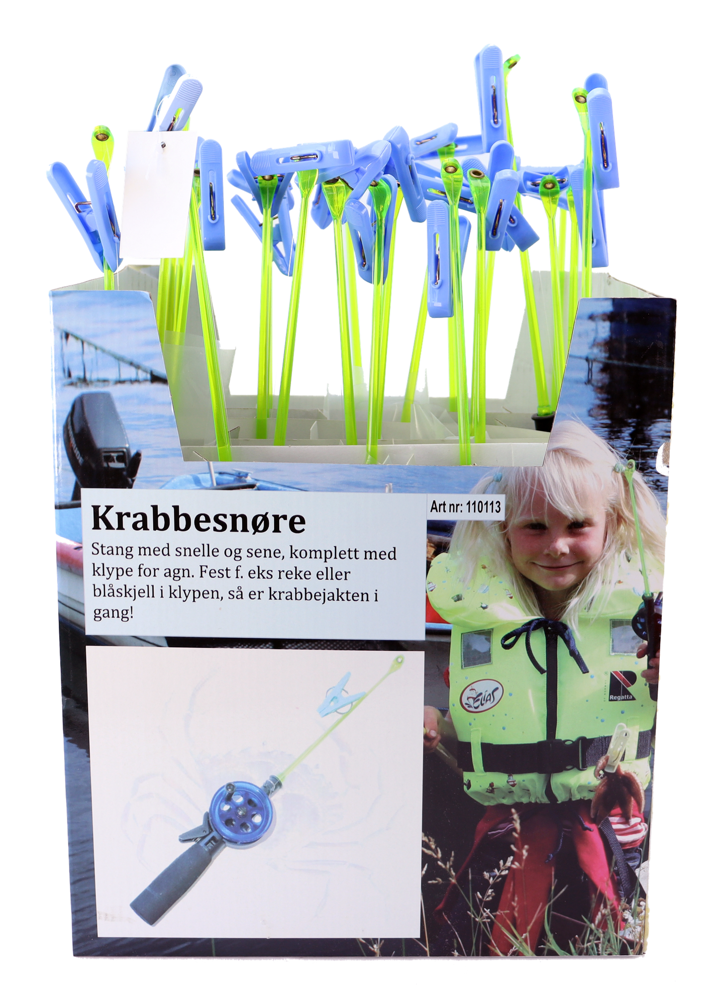 CAL Krabbesnøre - Stang med klype - Barn