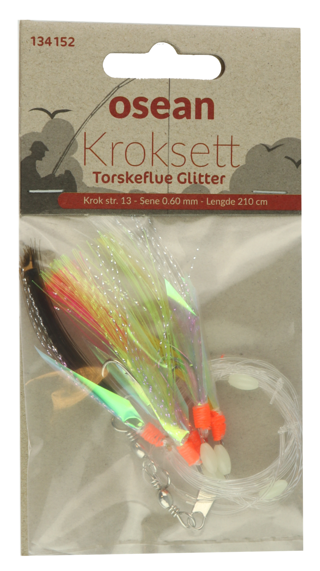 Osean  Torskeflue Glitter - Kroksett - 5 stk - 13