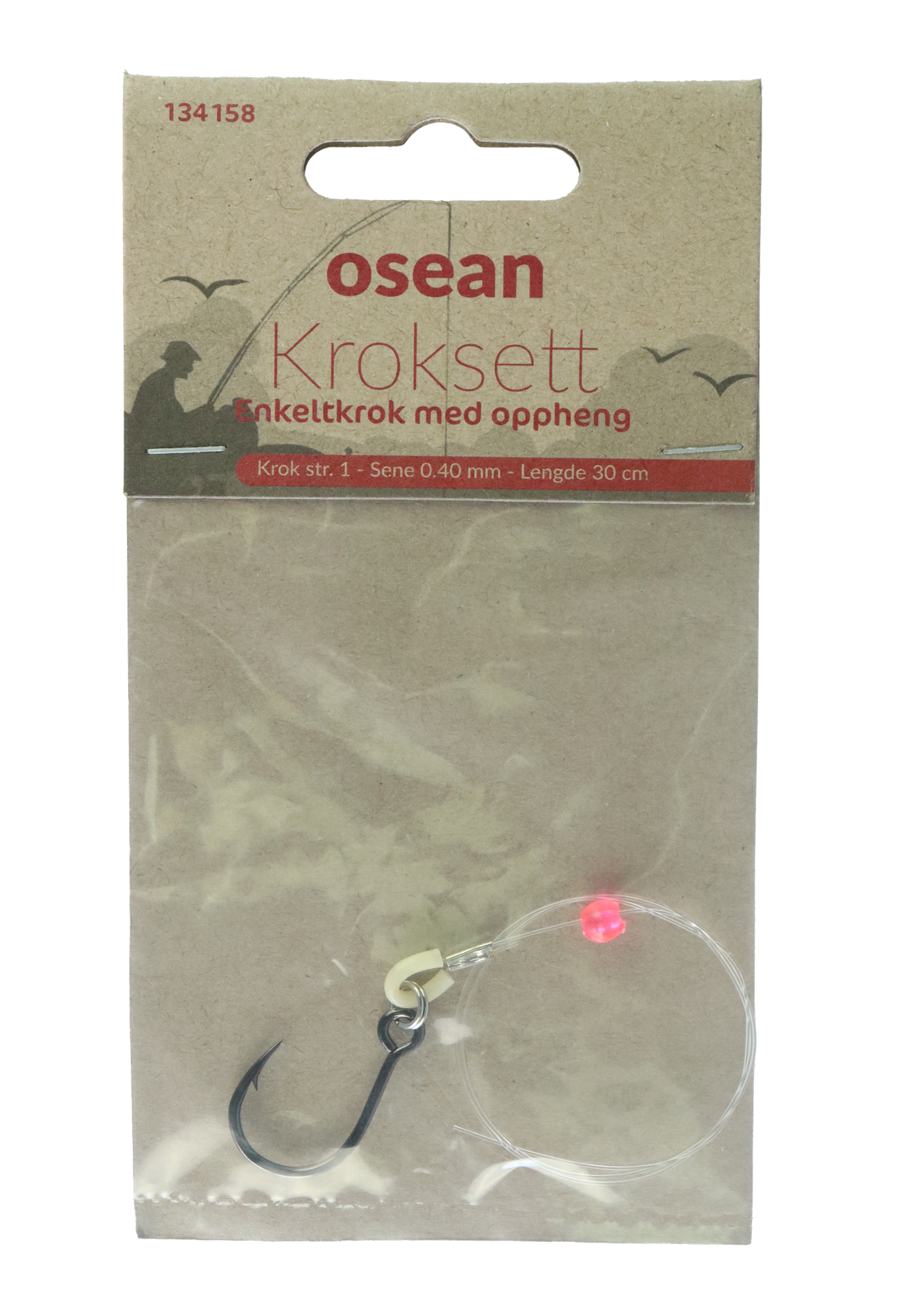 Osean Enkeltkrok m/oppheng - Kroksett - 1 stk - 30cm - krok str.1