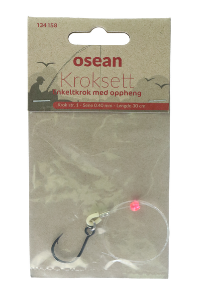 Osean Enkeltkrok m/oppheng - Kroksett - 1 stk - 30cm - krok str.1