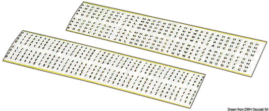 Selvklebende tall og bokstaver, svart på hvit bakgrunn, 3 mm størrelse