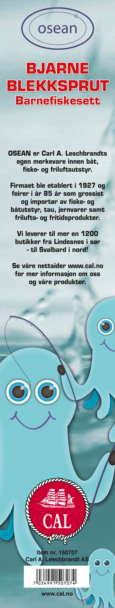 Osean Fiskesett  Bjarne Blekksprut - 85cm - 5-25gr - Barn - Lukket snelle
