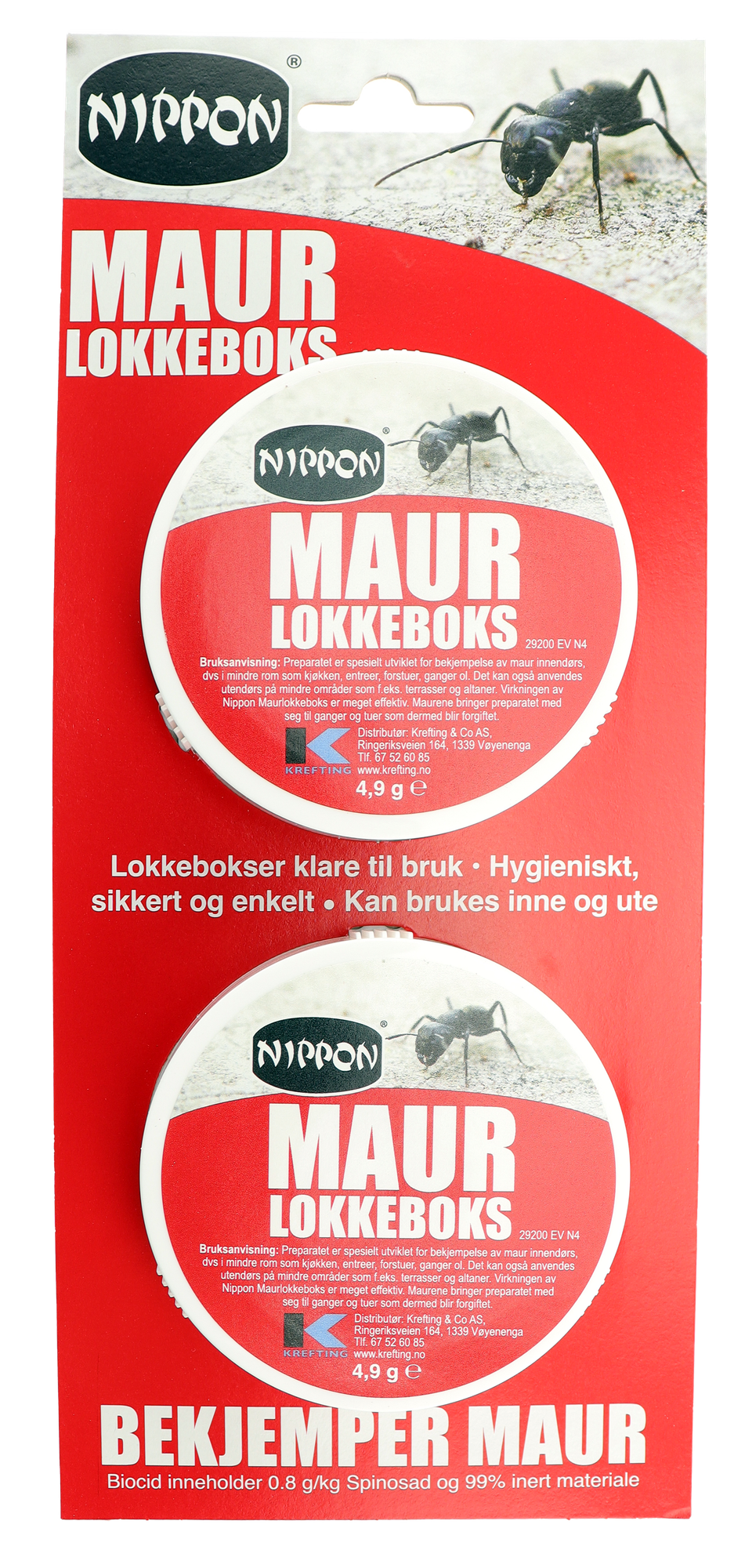 Nippon Maurlokkeboks - 2 pk - Felle - Biocid - Maur - 5 gr