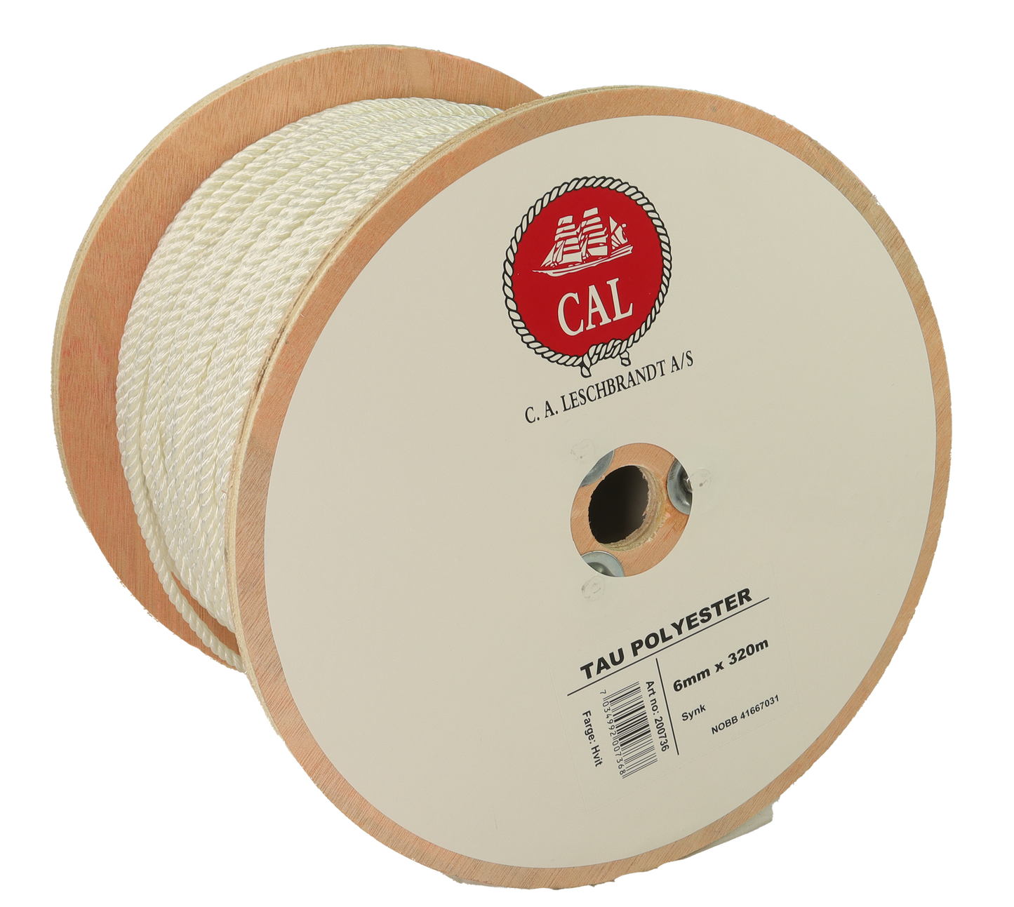 Tau Polyester - Hvit - Kveil / Spole