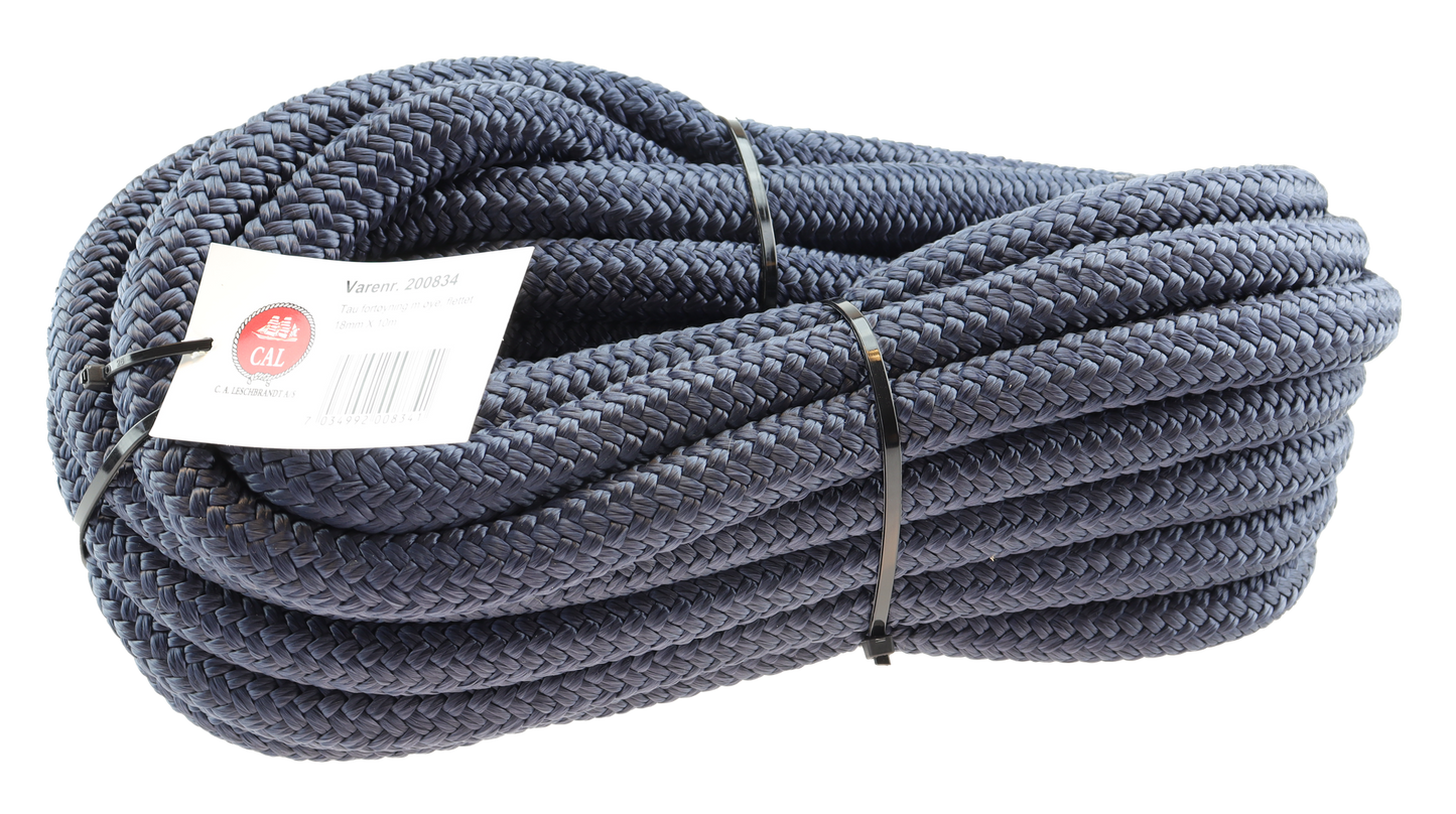 Fortøyningstau m/øye - Marine blå / Sort - 10m - Flettet