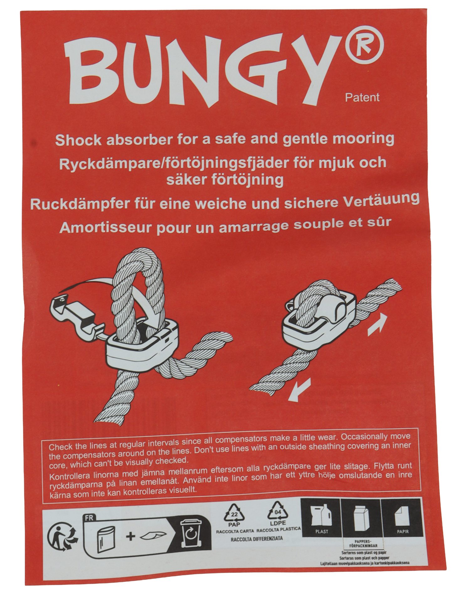 BUNGY Rykkdemper 2pk - Fortøyningsfjær - opp til 20mm tau