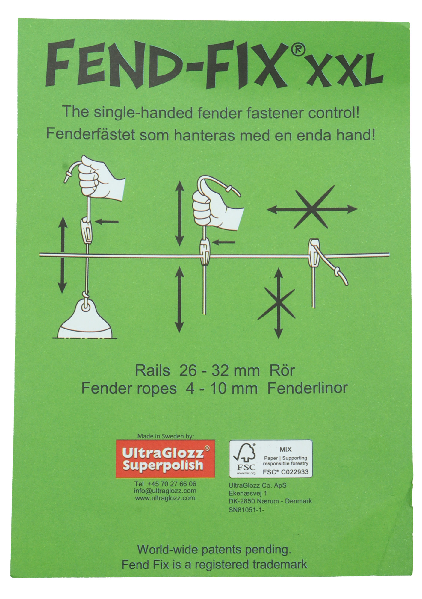 FEND-FIX XXL fenderfeste 2pk - 4-10mm fenderline - for båtrekke 26-32mm