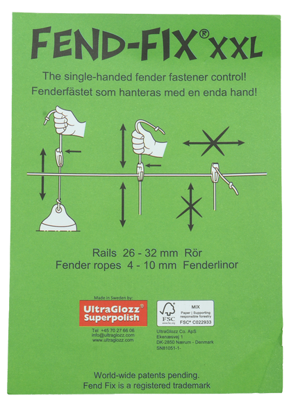 FEND-FIX XXL fenderfeste 2pk - 4-10mm fenderline - for båtrekke 26-32mm