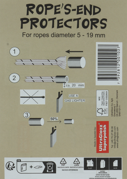 ROPE`S-END taubeskytter - Krympestrømpe for tauender fra 5-19mm