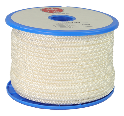Tau Flettet Nylon - Hvit - Spole - 100m