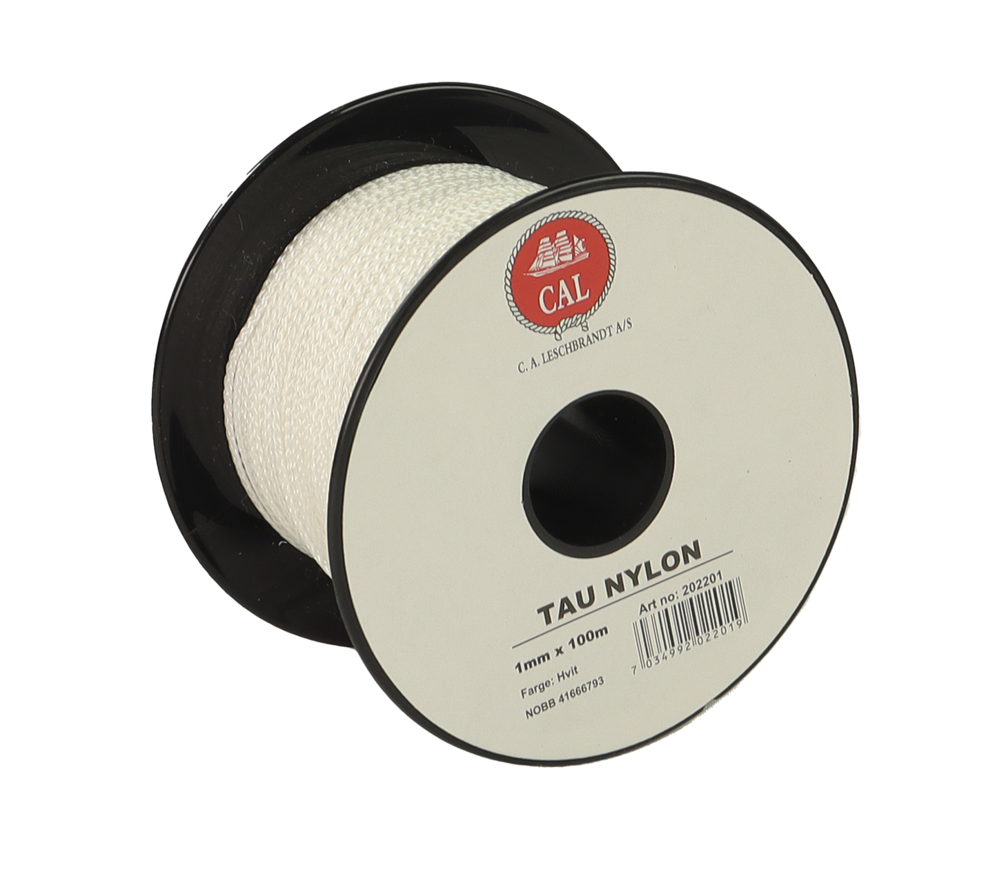 Tau Flettet Nylon - Hvit - Spole - 100m