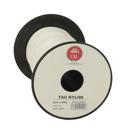 Tau Flettet Nylon - Hvit - Spole - 100m