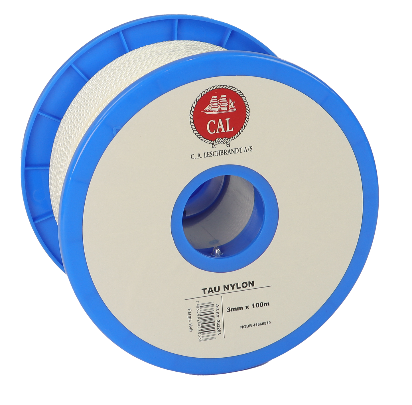 Tau Flettet Nylon - Hvit - Spole - 100m
