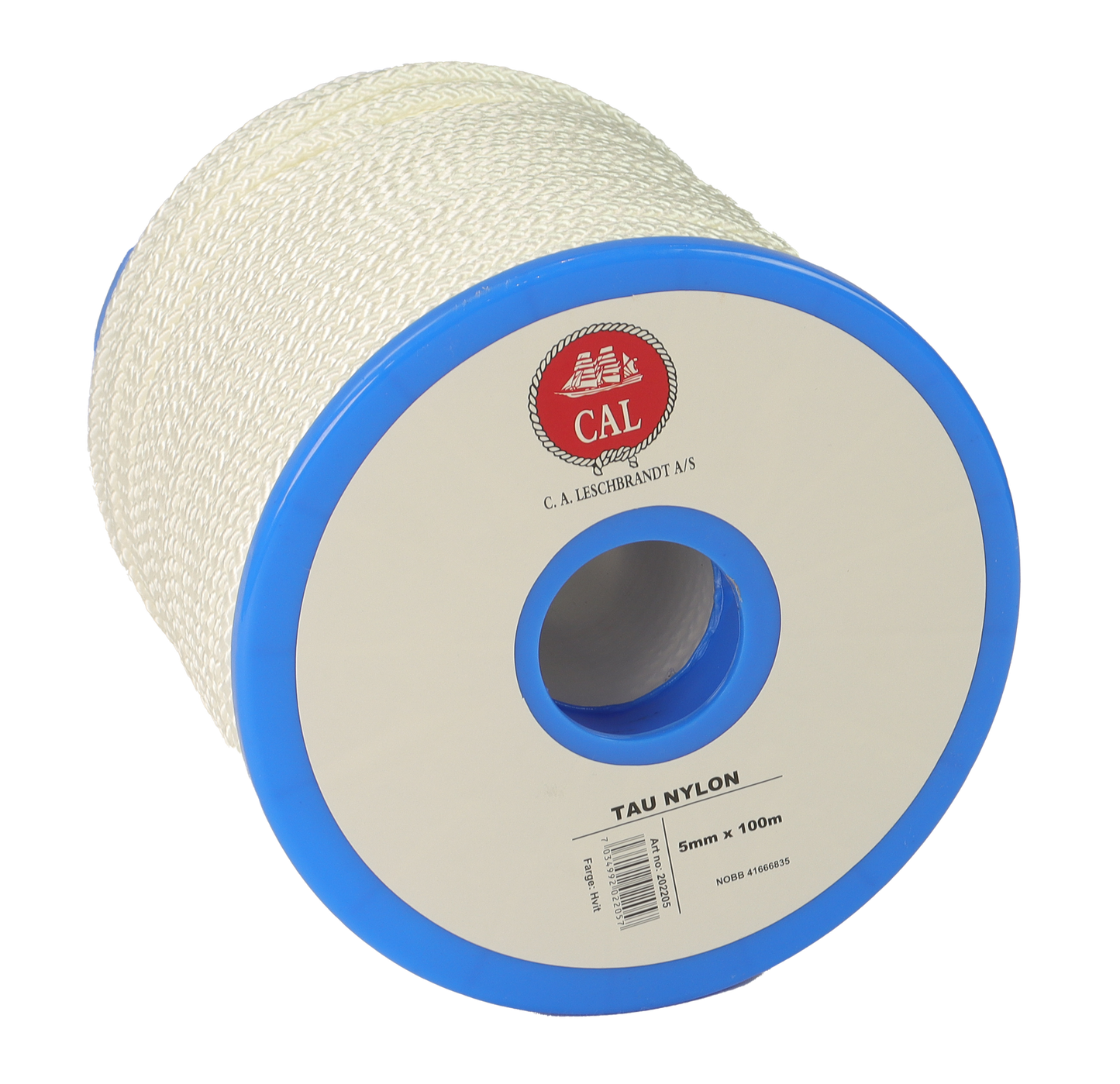 Tau Flettet Nylon - Hvit - Spole - 100m