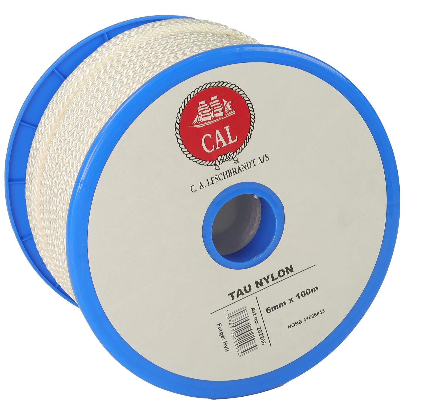 Tau Flettet Nylon - Hvit - Spole - 100m