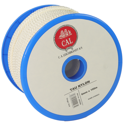 Tau Flettet Nylon - Hvit - Spole - 100m