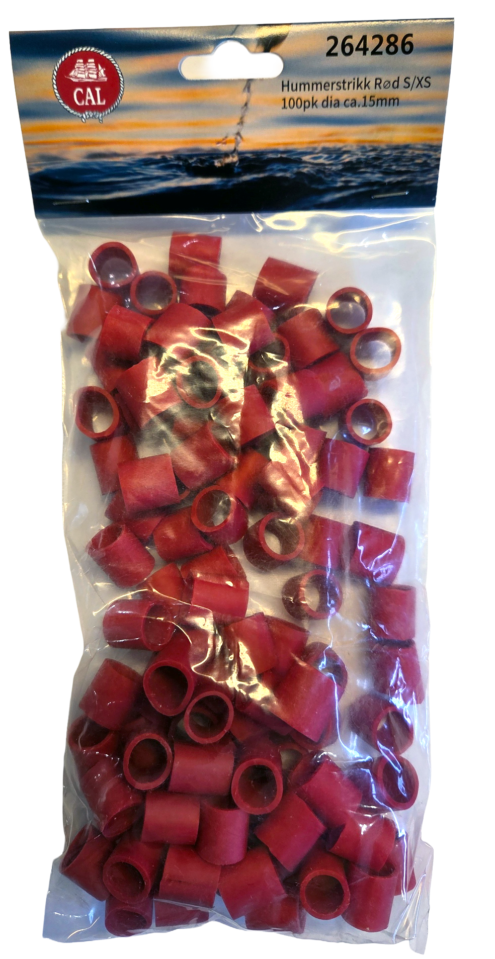 Hummerstrikk - 100pk - Rød - S/XS - 15 mm