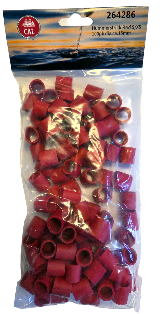 Hummerstrikk - 100pk - Rød - S/XS - 15 mm