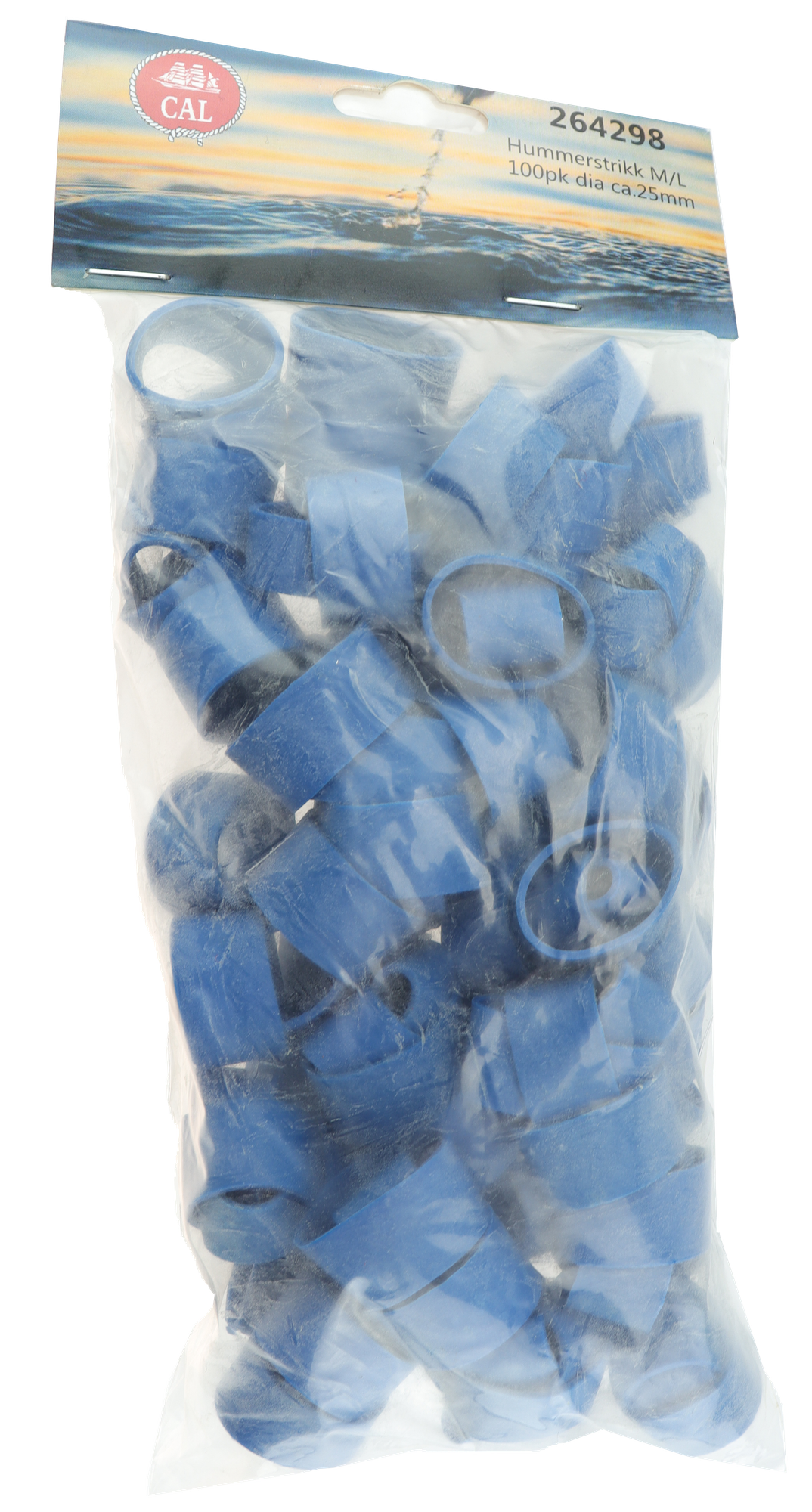 Hummerstrikk - 100 pk - Blå - M/L - 25 mm