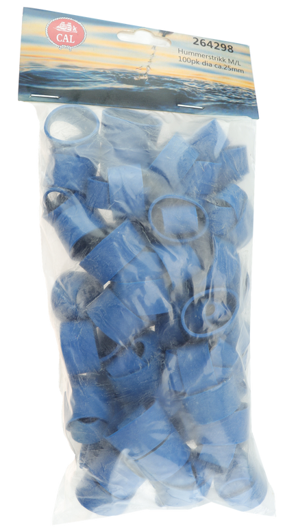 Hummerstrikk - 100 pk - Blå - M/L - 25 mm