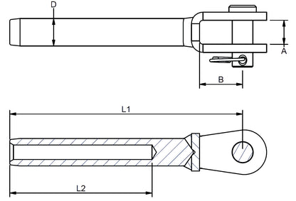 Gaffelterminal 8mm 5/16 12 mm bolt