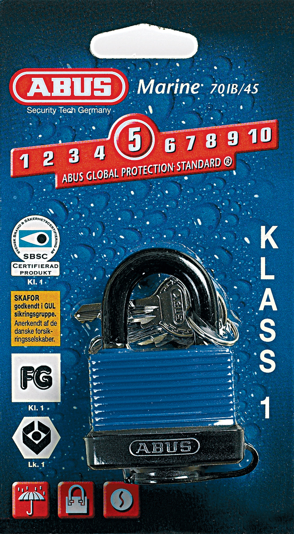 Hengelås Abus Marine Aqua Safe - 70IB/45 C - PVC Belegg - 45 mm
