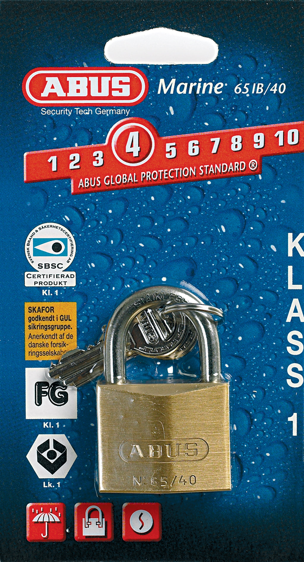 Hengelås Abus Marine FG1 - KL. 1 - 85/50 - C/ESF