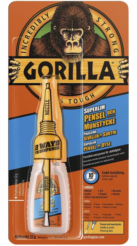 Gorilla Glue Superlim - m/ pensel og dyse - 12 gr