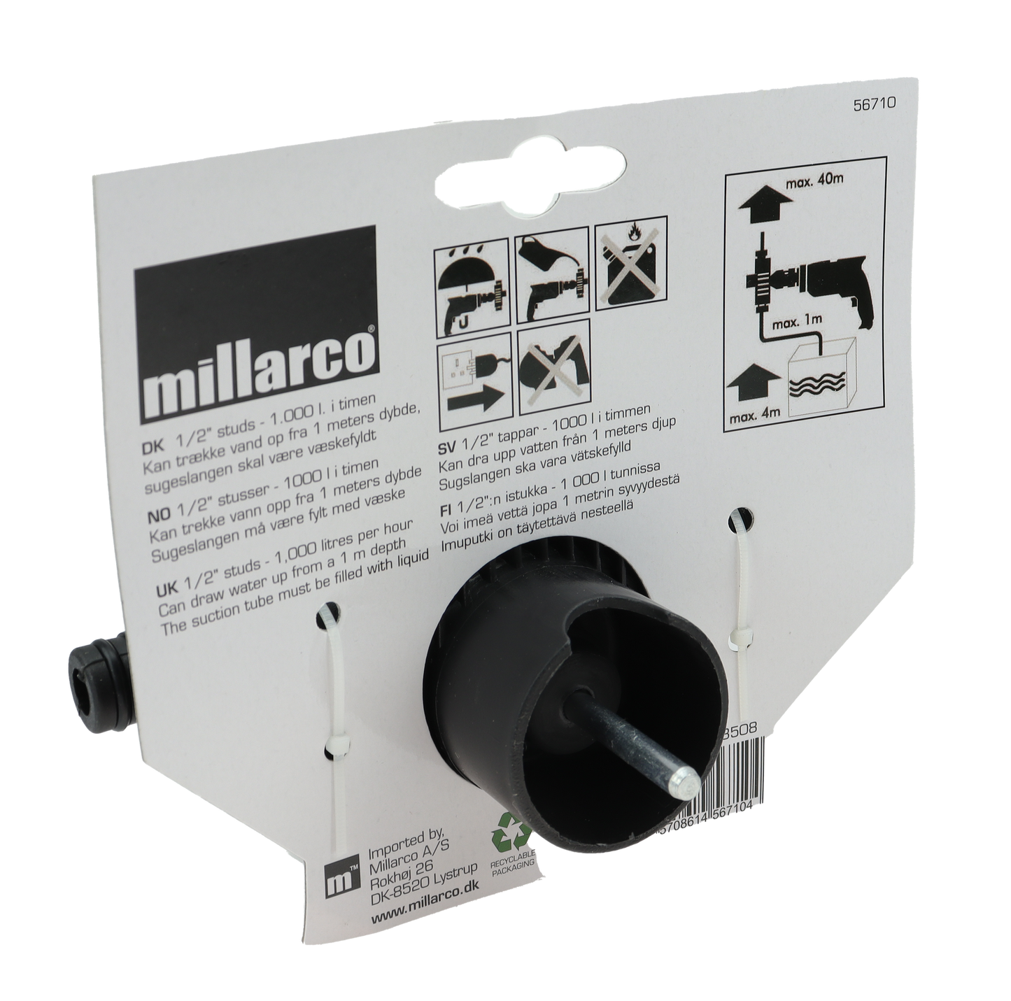 Drillpumpe for vann - 1000 liter / time