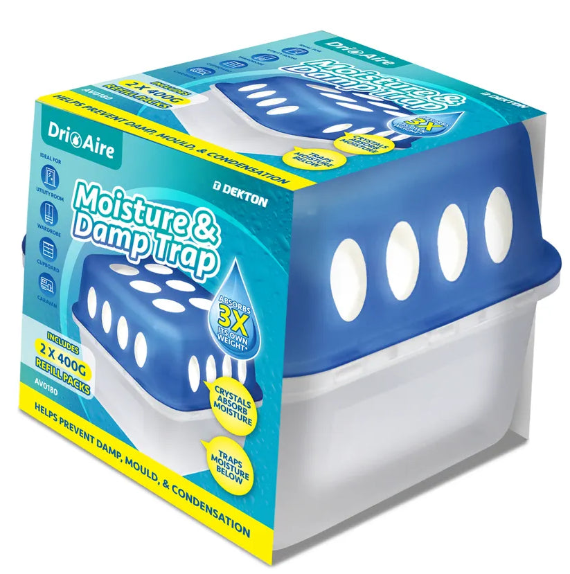 Fuktsluker boks 400gr - Inkl. 2 stk 400gr refill - 14x14x11cm