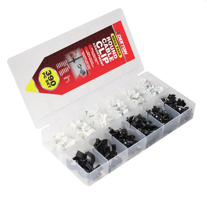 Kabelklammer assortement 390 deler - Clips - Sort og hvit- 4-12mm- klammer