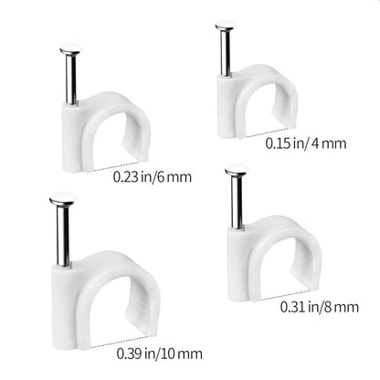 Kabelklammer assortement 390 deler - Clips - Sort og hvit- 4-12mm- klammer