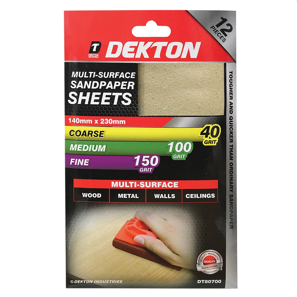 Sandpapir ass. 12pk - 140x230mm - Grovhet 40/100/150