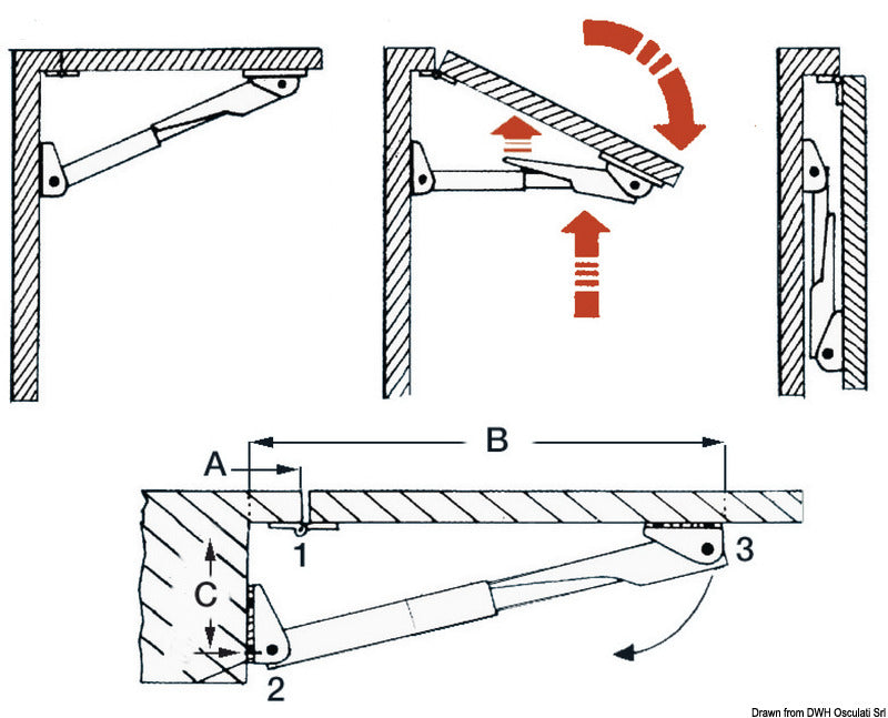 Rakego sammenleggbar arm for bord