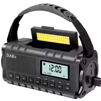 Nødradio DAB+/FM  med sveiv og solcellepanel