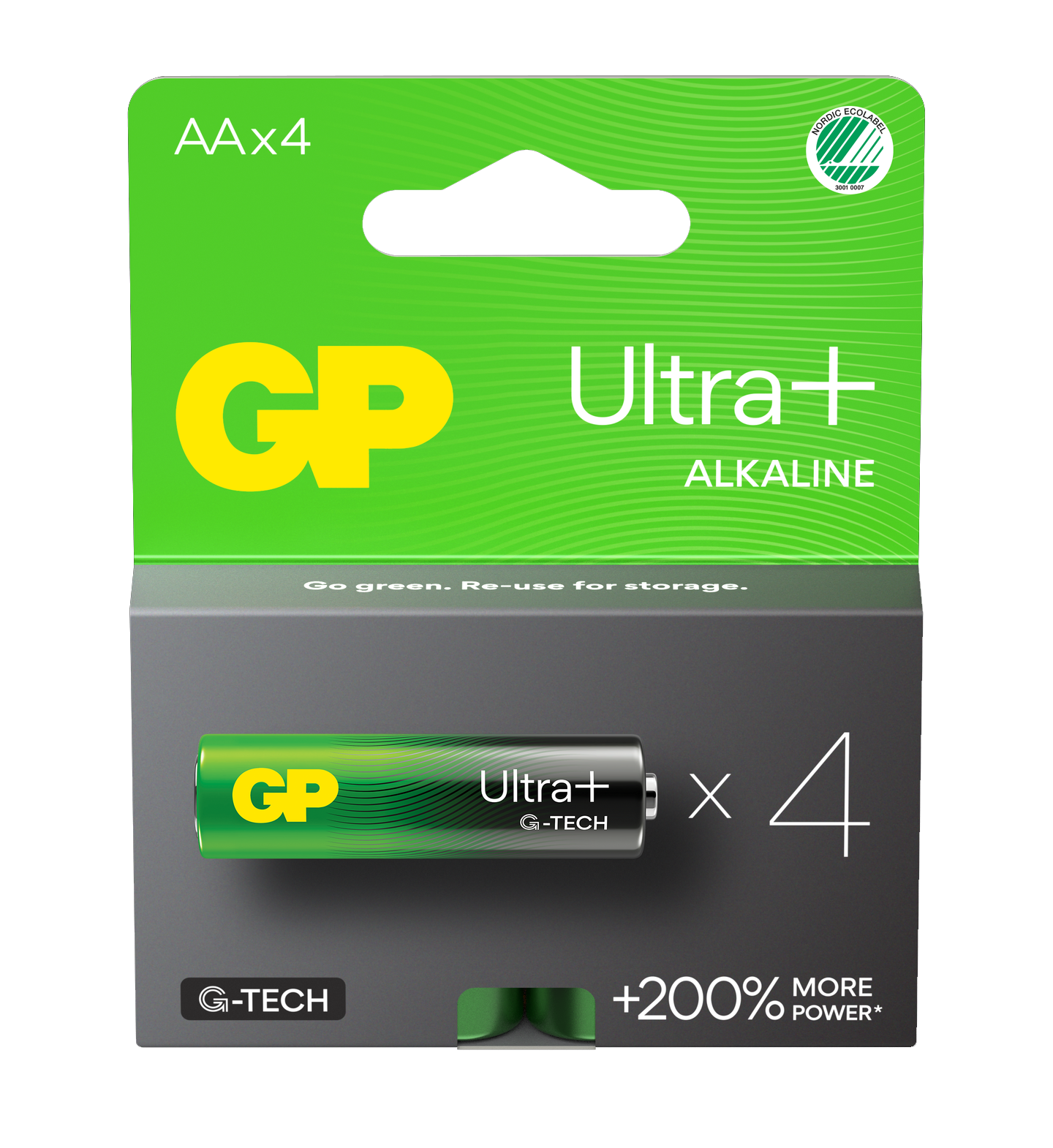 GP Ultra+ Alkalisk batteri AA - 4pk - 15AUP/LR06 - 1,5V