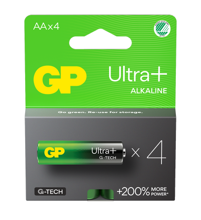 GP Ultra+ Alkalisk batteri AA - 4pk - 15AUP/LR06 - 1,5V