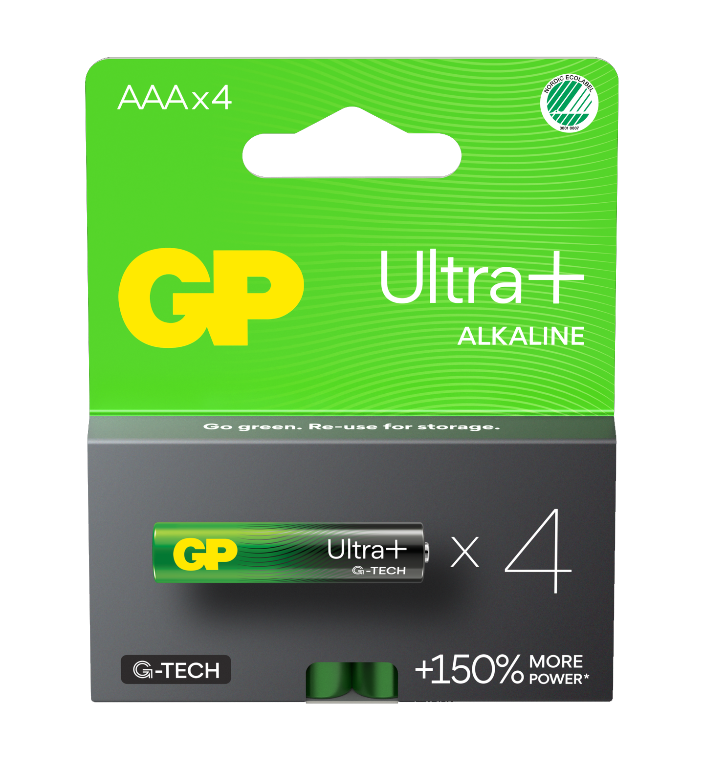 GP Ultra+ Alkalisk batteri AAA - 4pk - 24AUP/LR03 - 1,5V