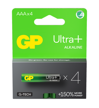 GP Ultra+ Alkalisk batteri AAA - 4pk - 24AUP/LR03 - 1,5V