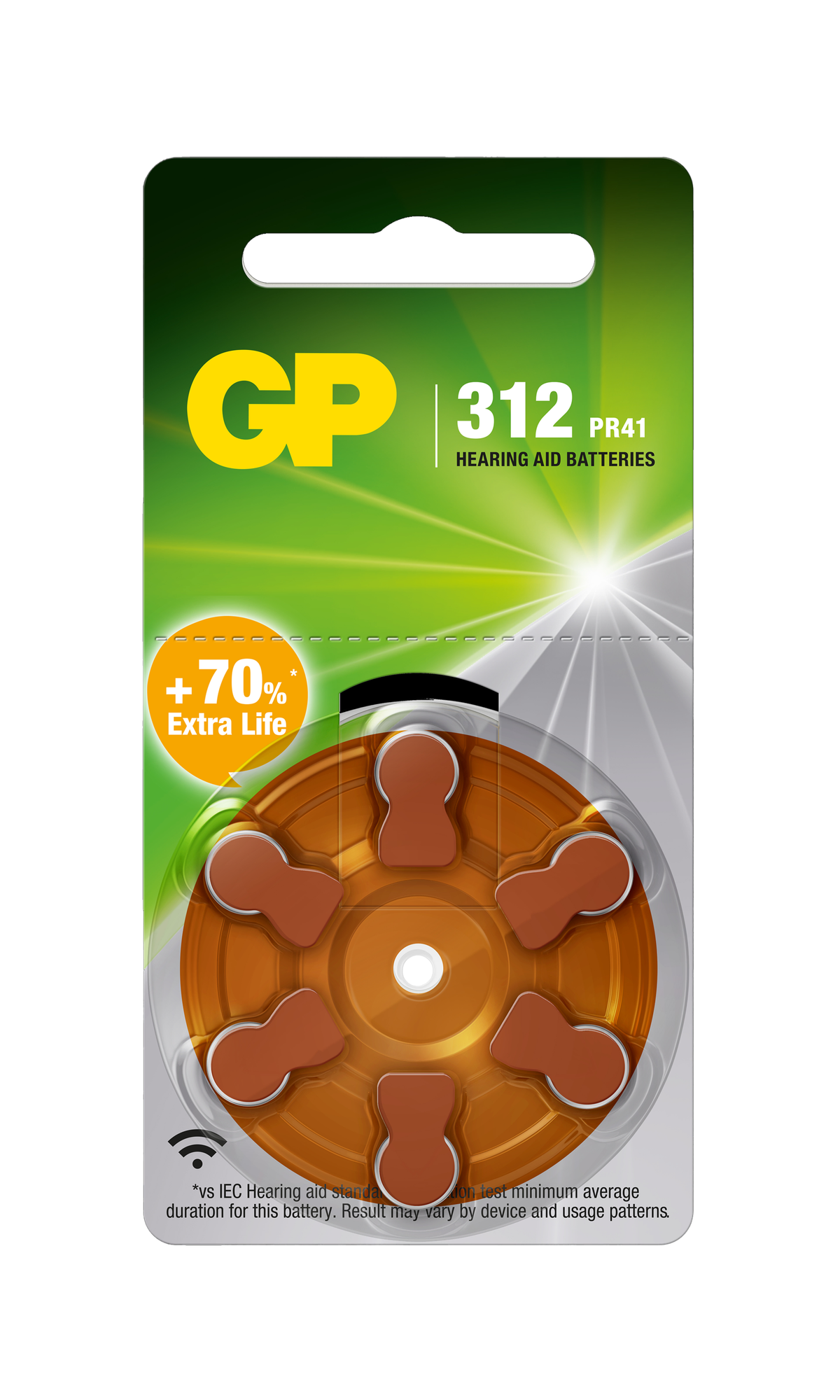 GP Batteri Høreapparat 6pk - ZA312/PR41 - Sink