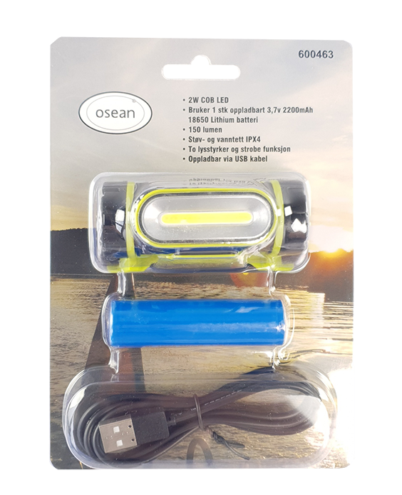 Osean LED COB Hodelykt - 150 Lumen - Oppladbar
