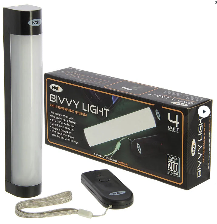 NGT Bivvy light - Oppladbar teltlykt - Powerbank - Fjernkontroll - Nattlys