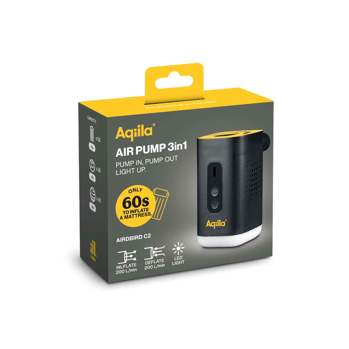 Aqiila Airbird C2 - Luftpumpe med lykt