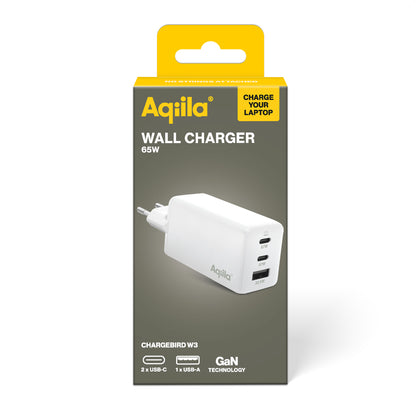 Aqiila Chargebird W3 - 2xUSB C, 1x USB A + PD Vegglader