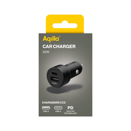 Aqiila Chargebird CC2 USB biladapter - 12/24v sigarettenner - USB-A/USB- C 32w