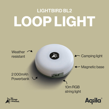 Aqiila Lightbird BL2 - Uttrekkbar lyslenke - Camping - Oppladb.