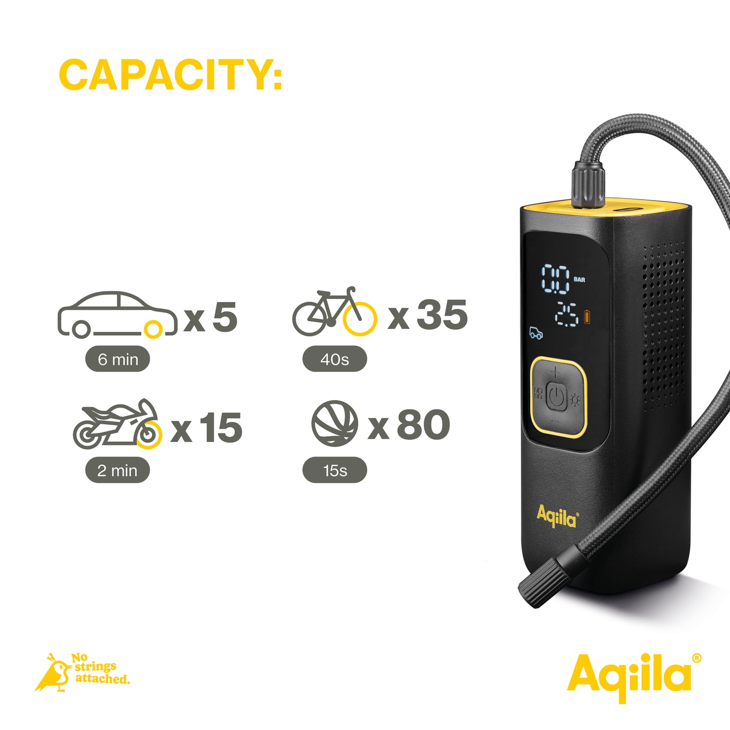 Aqiila Airbird C7 - Luftkompressor med powerbank